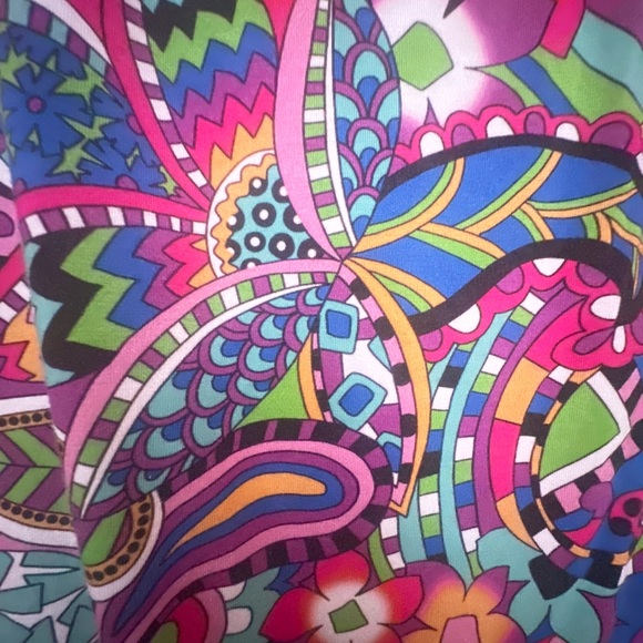 Johnny Was Pink and Blue Graphic Short Sleeve Blouse - Picture 4 of 4